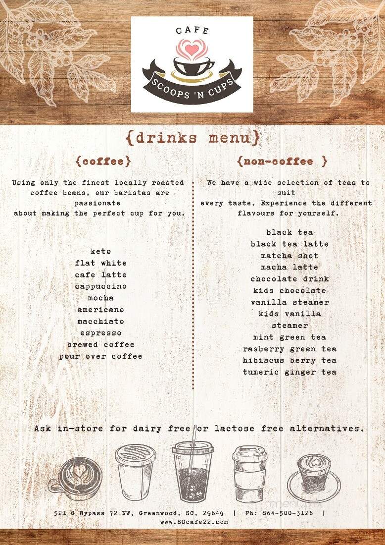 Scoops 'N Cups Cafe - Greenwood, SC menu_pic