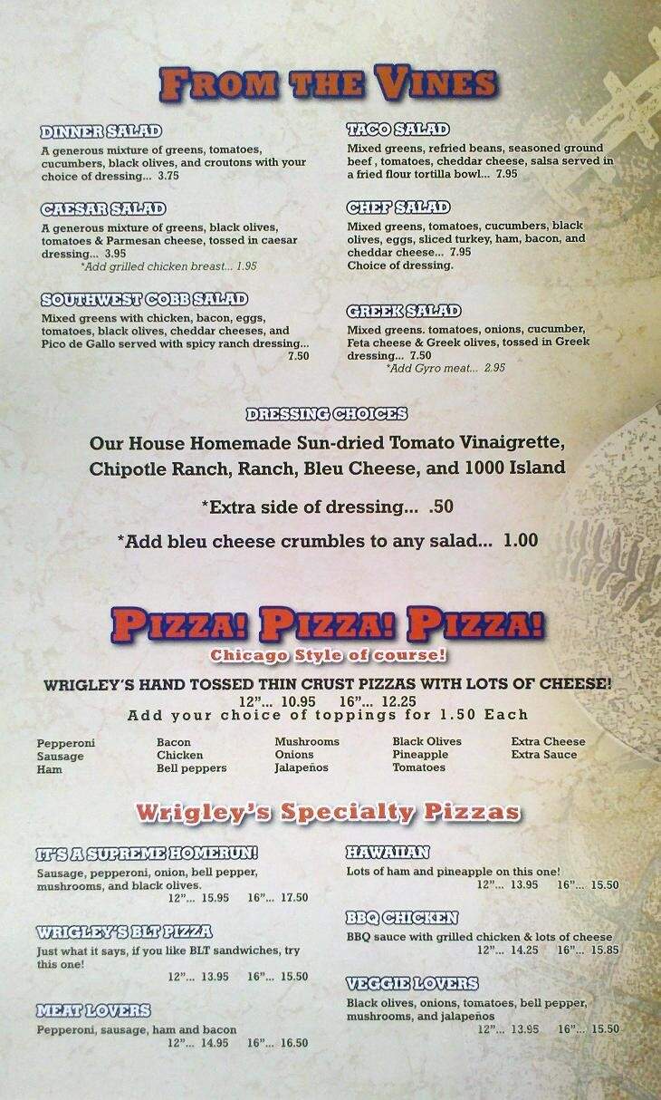 Wrigley's Chicago Sports Bar - Golden, CO menu_pic