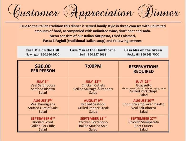 Casa Mia On The Green - Rocky Hill, CT menu_pic