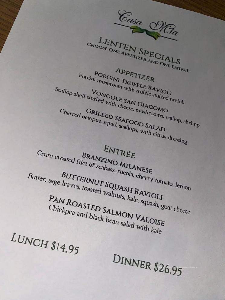 Casa Mia On The Green - Rocky Hill, CT menu_pic