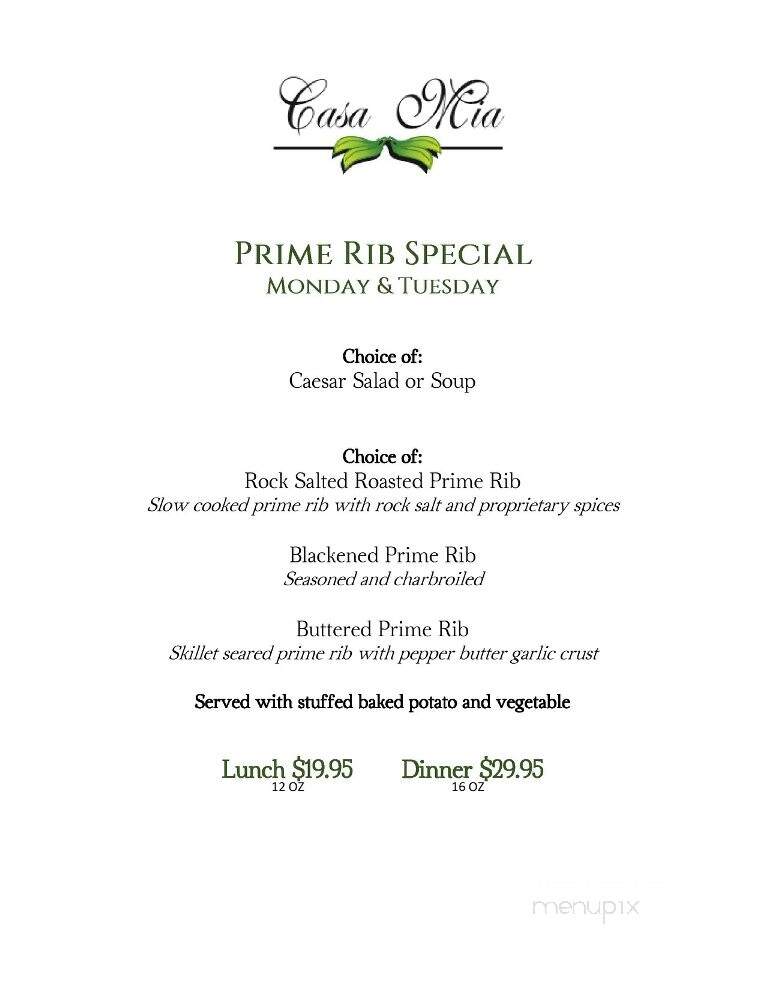 Casa Mia On The Green - Rocky Hill, CT menu_pic