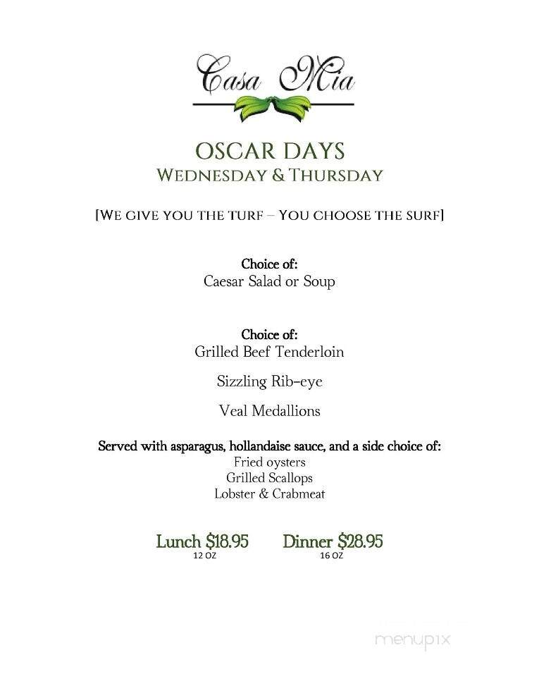 Casa Mia On The Green - Rocky Hill, CT menu_pic