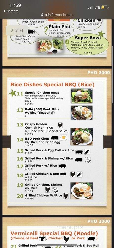 Pho 2000 - Artesia, CA menu_pic