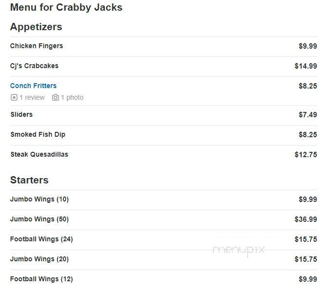 Crabby Jacks - Deerfield Beach, FL menu_pic