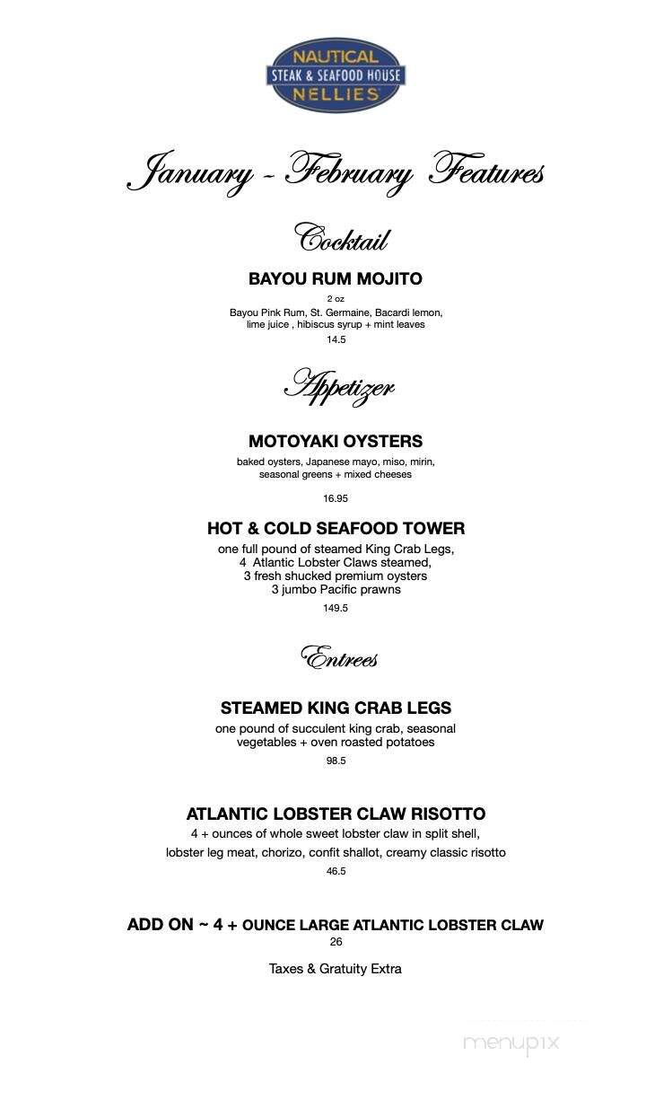 Nautical Nellies Steak & Seafood House - Victoria, BC menu_pic
