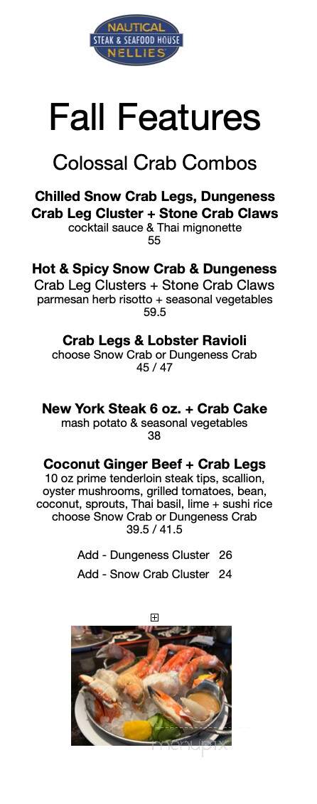 Nautical Nellies Steak & Seafood House - Victoria, BC menu_pic
