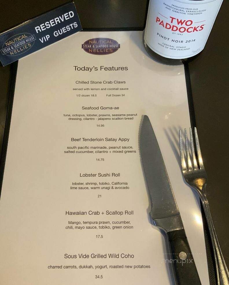 Nautical Nellies Steak & Seafood House - Victoria, BC menu_pic