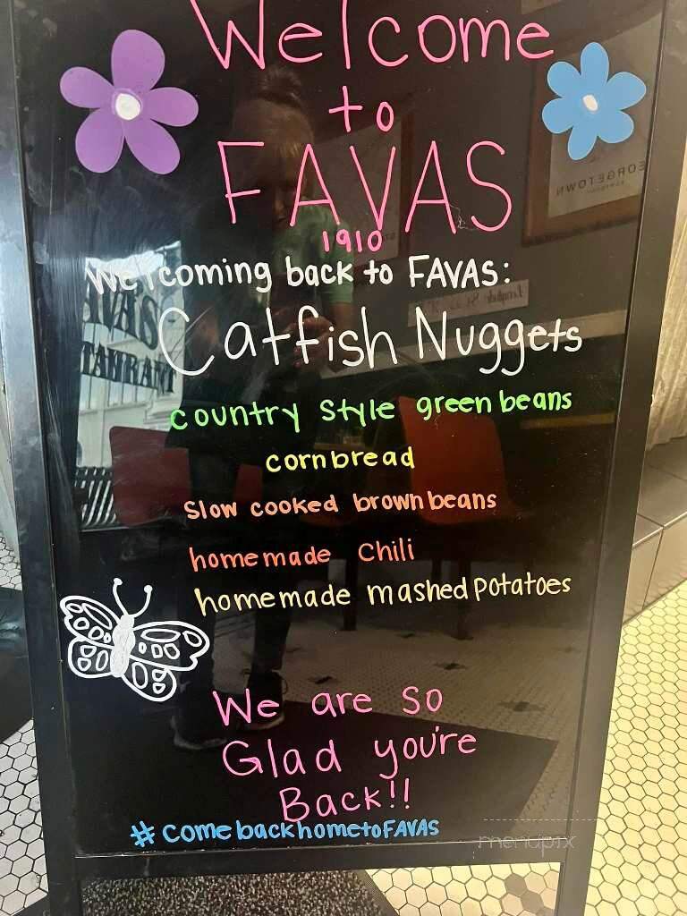 Fava's Restaurant - Georgetown, KY menu_pic