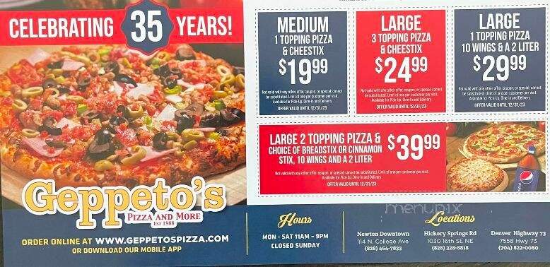 Geppeto's Of Newton - Newton, NC menu_pic