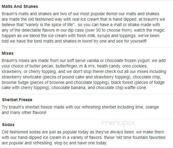 Braum's Ice Cream & Dairy - Sulphur, OK menu_pic