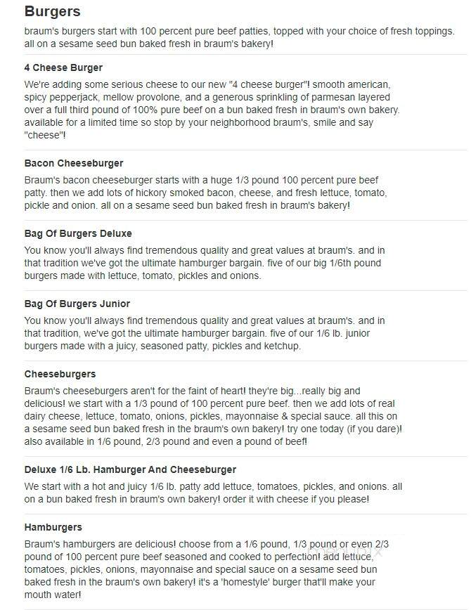 Braum's Ice Cream & Dairy - Sulphur, OK menu_pic