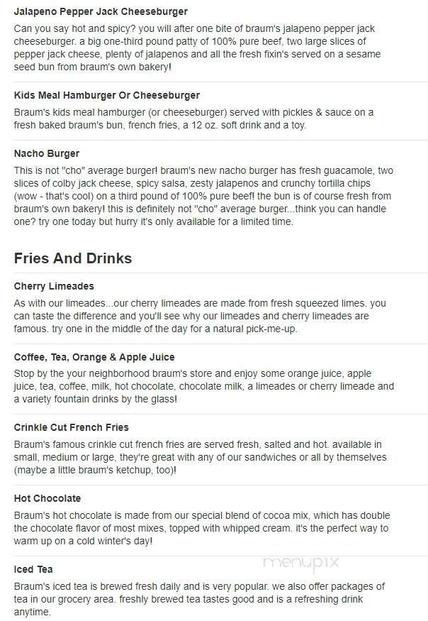 Braum's Ice Cream & Dairy - Sulphur, OK menu_pic