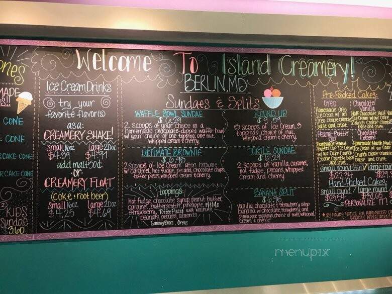 Island Creamery - Berlin, MD menu_pic