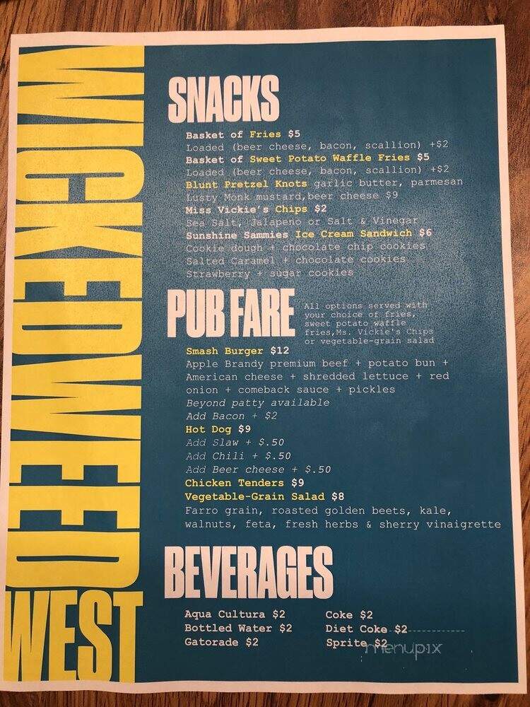 Wicked Weed West - Candler, NC menu_pic