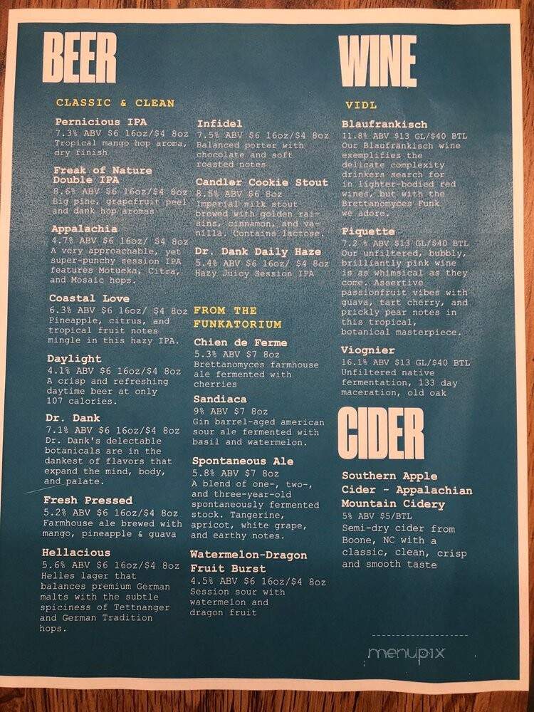 Wicked Weed West - Candler, NC menu_pic