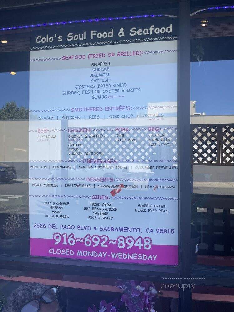 Colos' Soul Food & Seafood - Sacramento, CA menu_pic