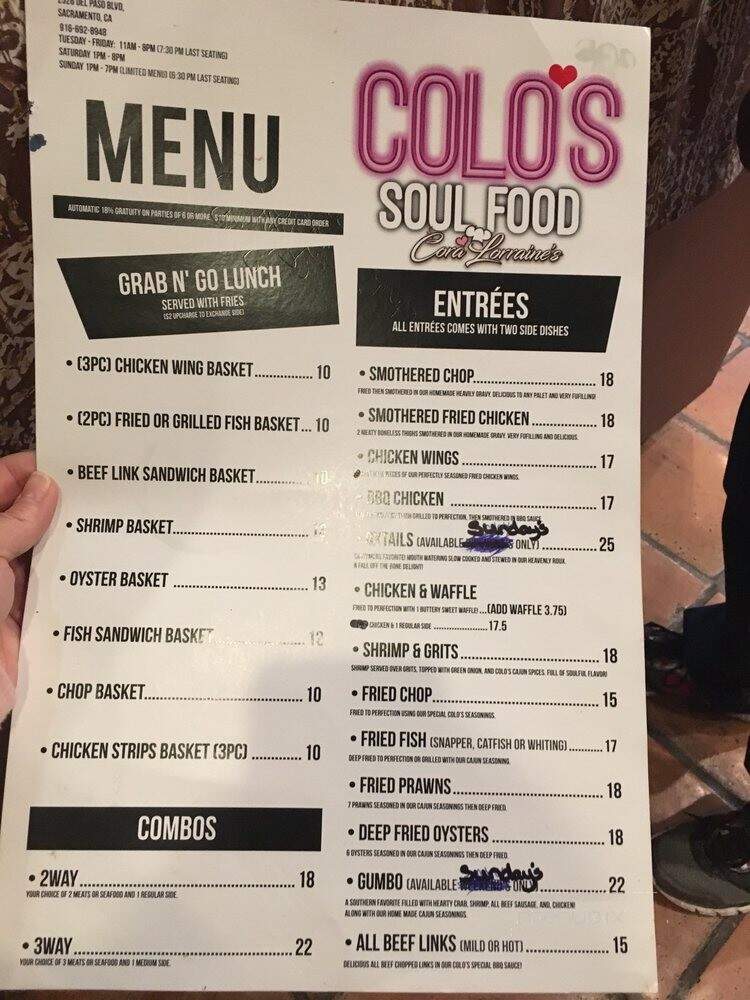 Colos' Soul Food & Seafood - Sacramento, CA menu_pic
