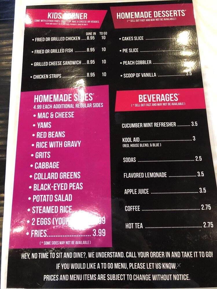 Colos' Soul Food & Seafood - Sacramento, CA menu_pic