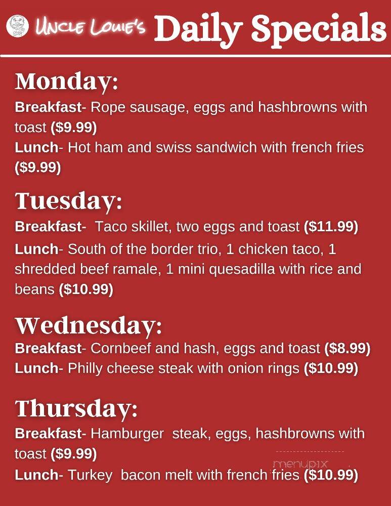 Uncle Louie's Diner - Spearfish, SD menu_pic