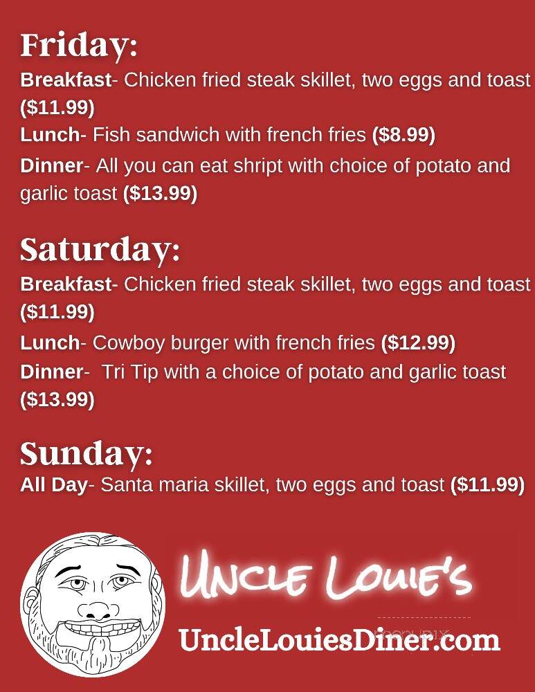Uncle Louie's Diner - Spearfish, SD menu_pic