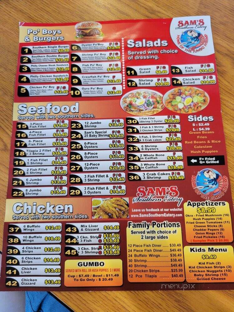 Sam's Southern Eatery - Union City, TN menu_pic