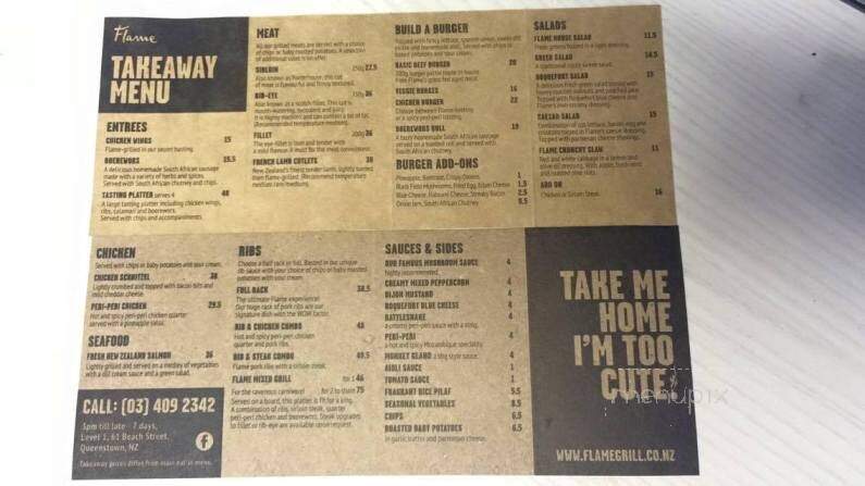 Flames Bar and Grill - Greeley, PA menu_pic