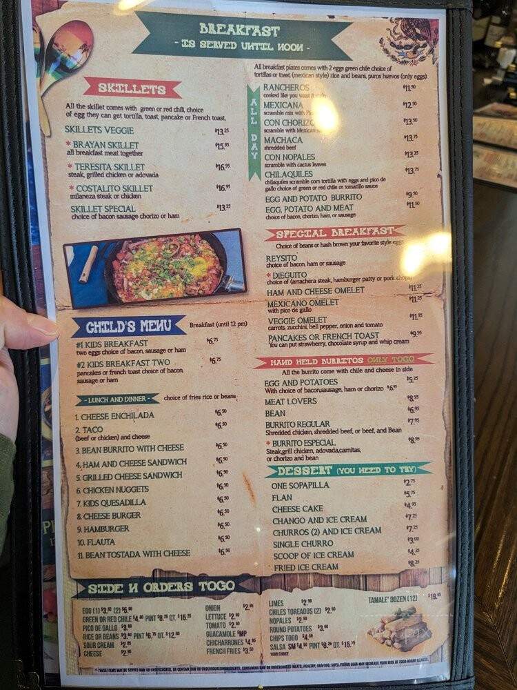 Costere Mexican Restaurant - Lakewood, CO menu_pic