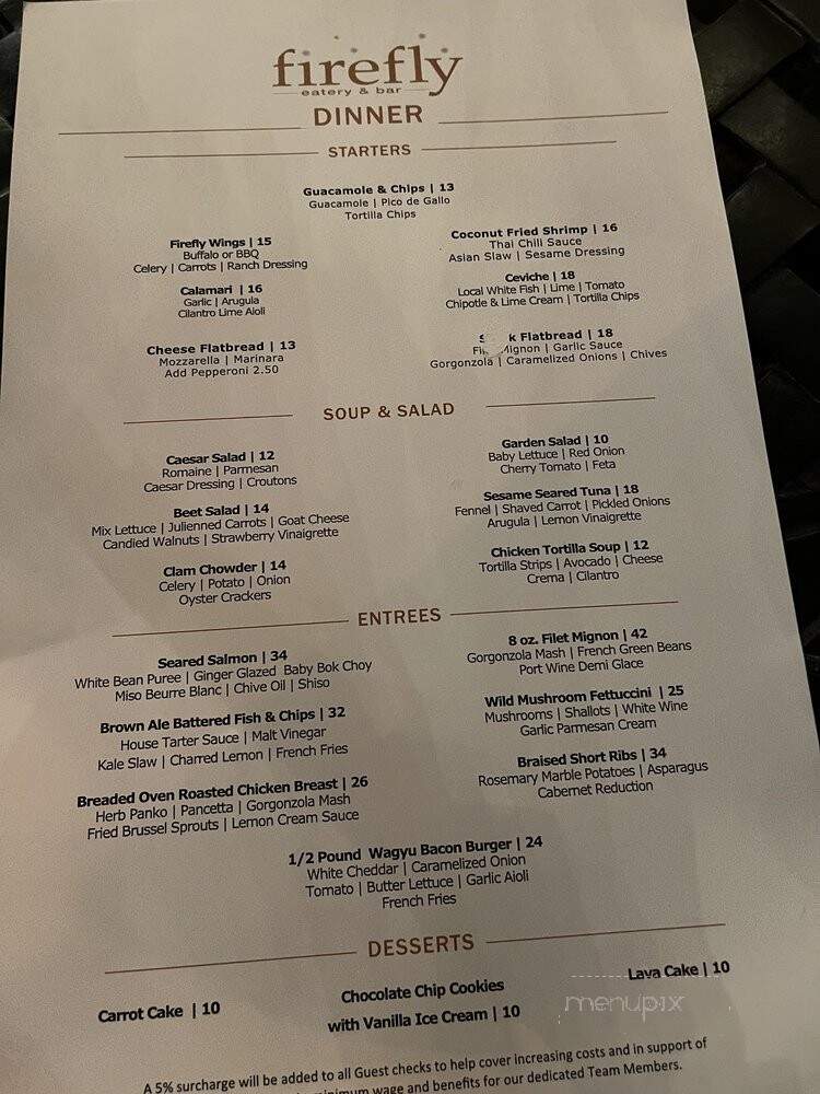 Firefly at the Dana Mission Bay - San Diego, CA menu_pic