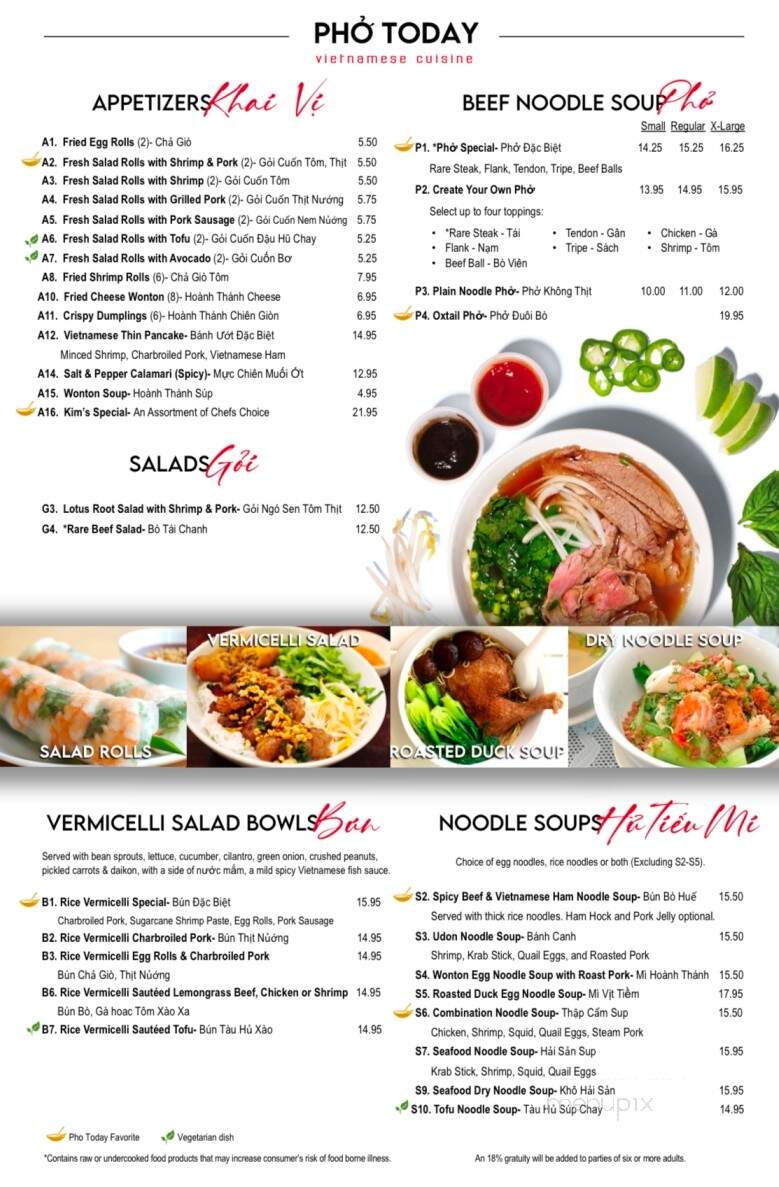 Pho Today - Jacksonville, FL menu_pic