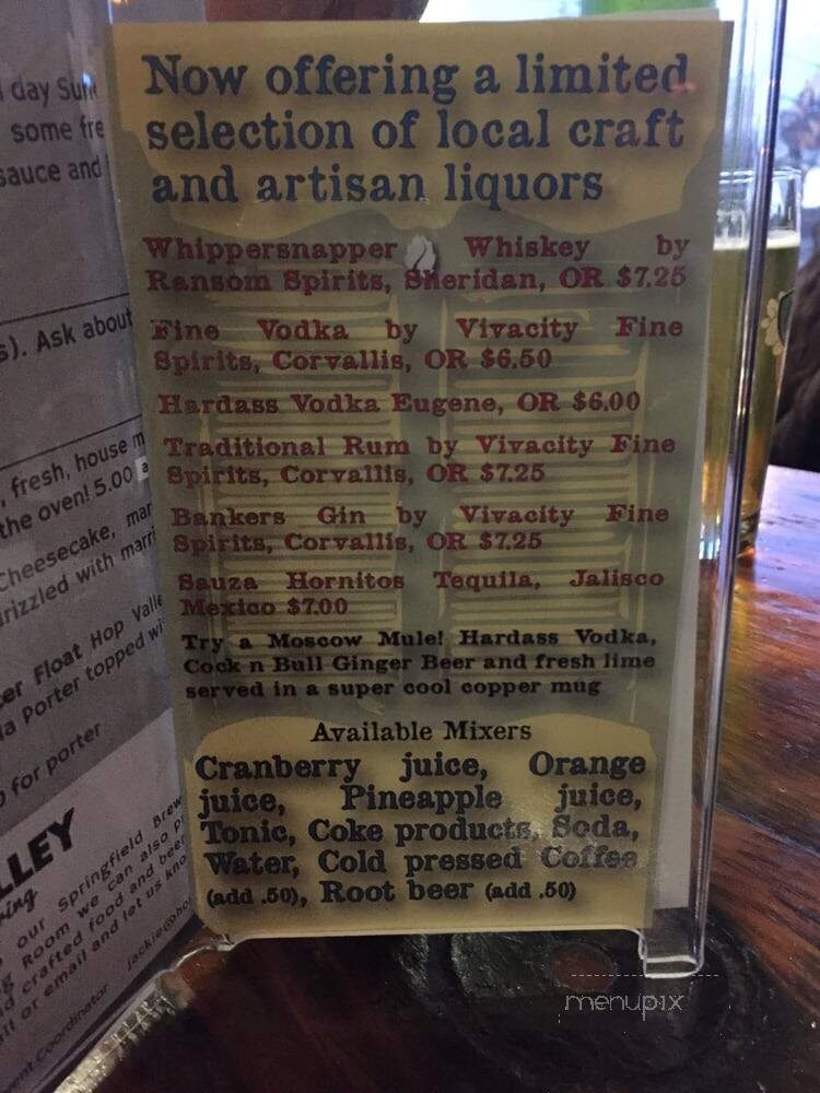 Hop Valley Brewing Co. - Eugene, OR menu_pic