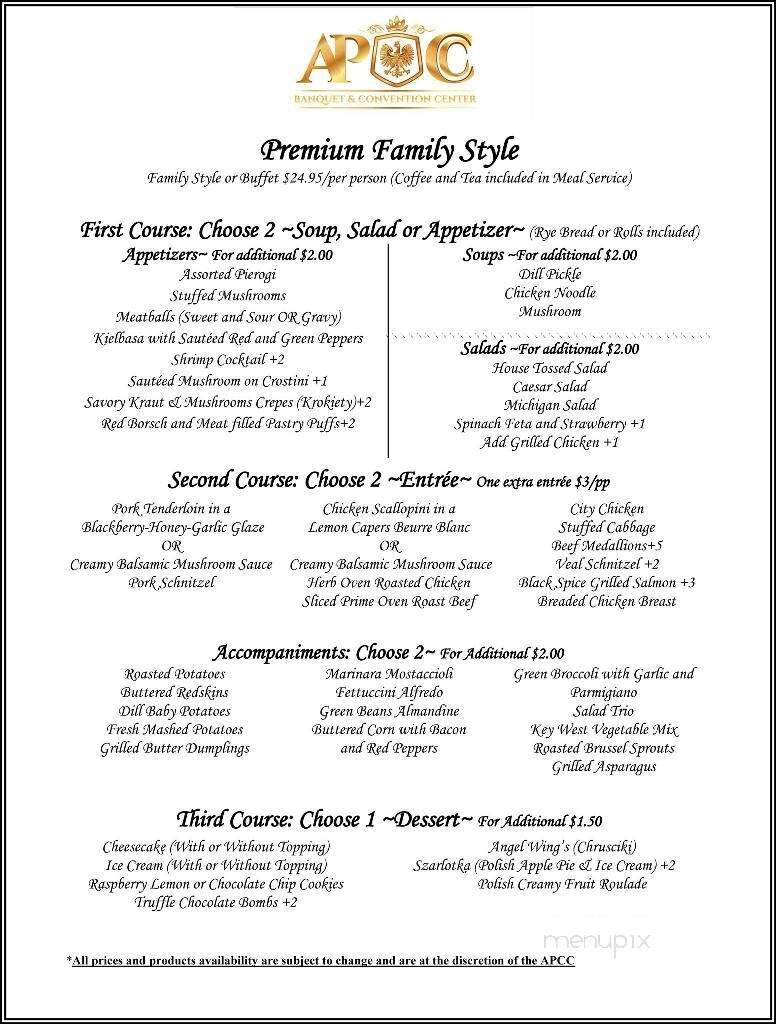 American Polish Cultural Center - Troy, MI menu_pic