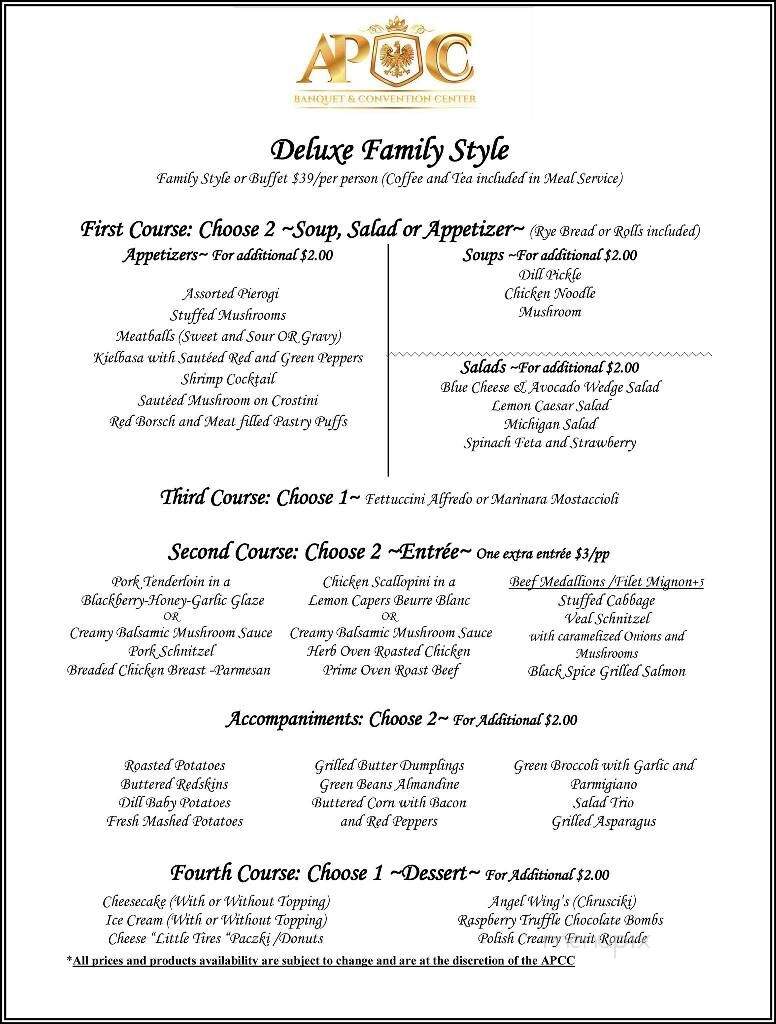 American Polish Cultural Center - Troy, MI menu_pic