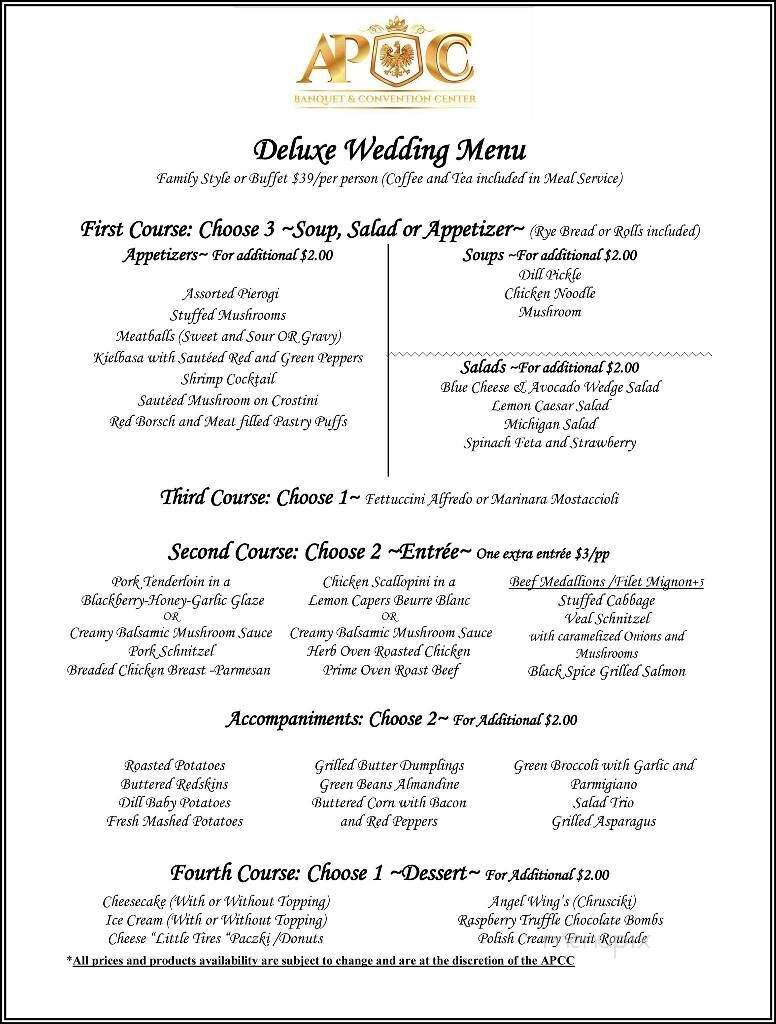 American Polish Cultural Center - Troy, MI menu_pic