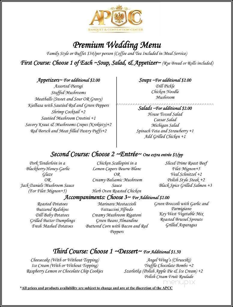American Polish Cultural Center - Troy, MI menu_pic