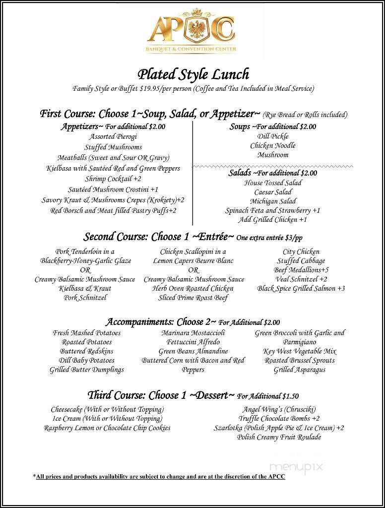 American Polish Cultural Center - Troy, MI menu_pic