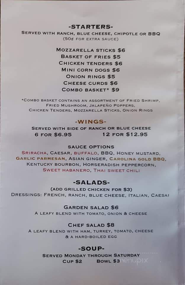Schooner Pub - Port Washington, WI menu_pic