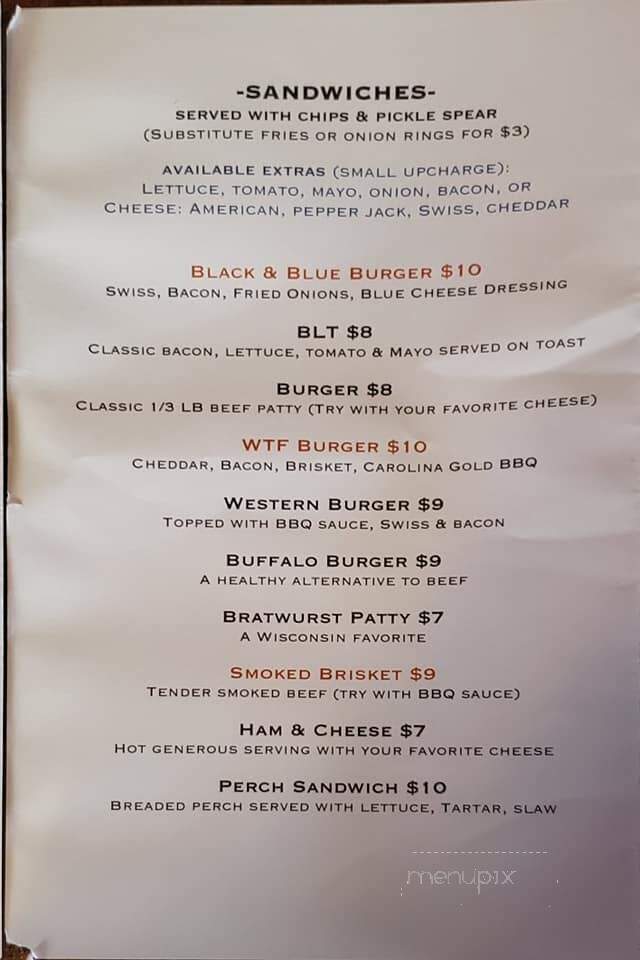 Schooner Pub - Port Washington, WI menu_pic