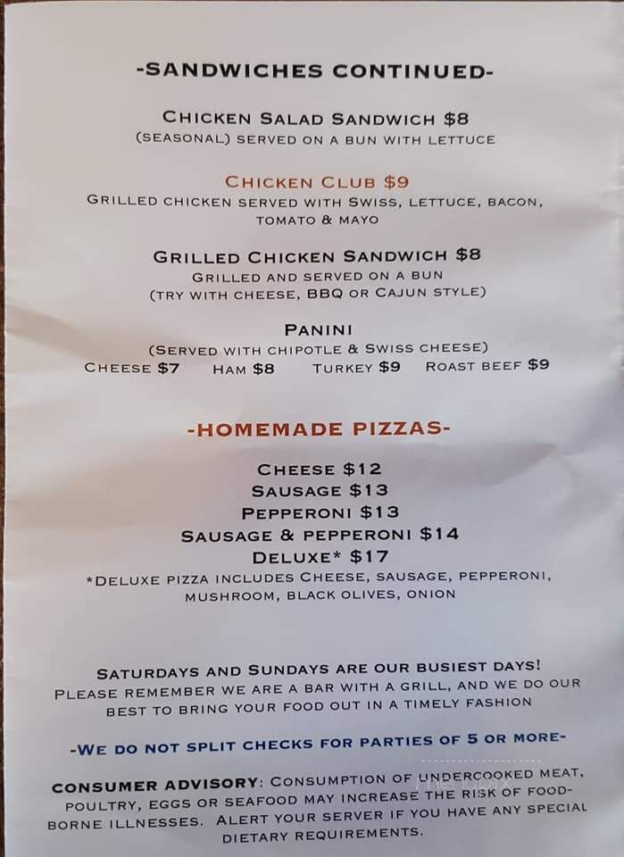 Schooner Pub - Port Washington, WI menu_pic