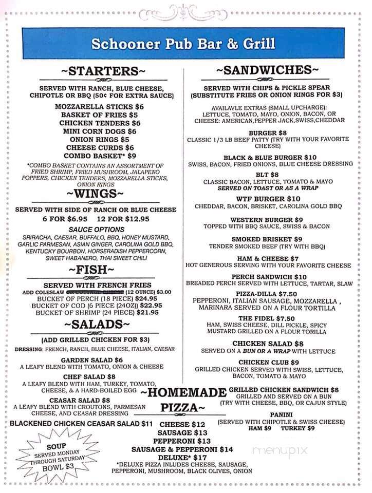Schooner Pub - Port Washington, WI menu_pic