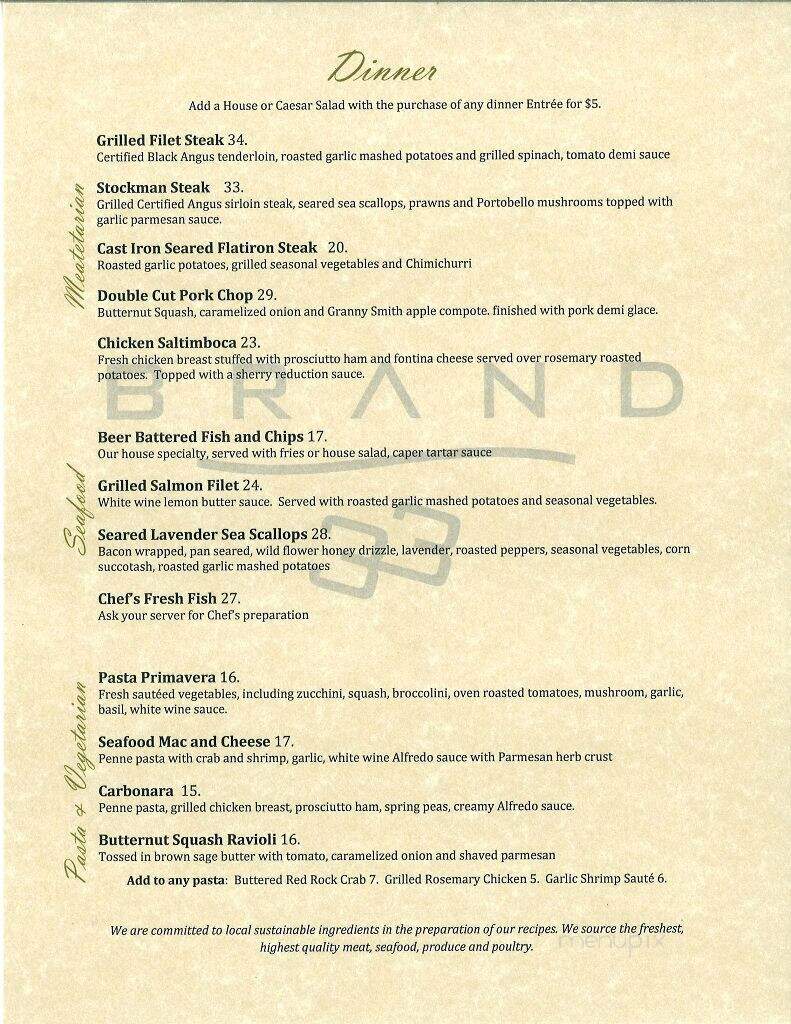 Brand 33 Restaurant - Sisters, OR menu_pic