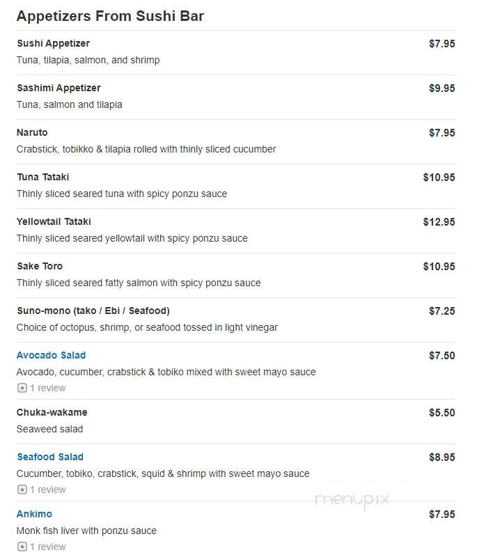 Sushi House - Concord, MA menu_pic