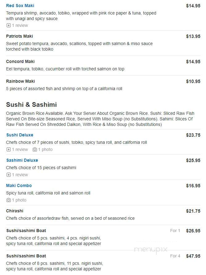 Sushi House - Concord, MA menu_pic