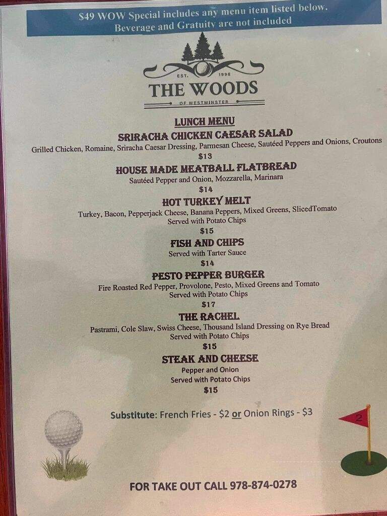 Woods Of Westminster - Westminster, MA menu_pic