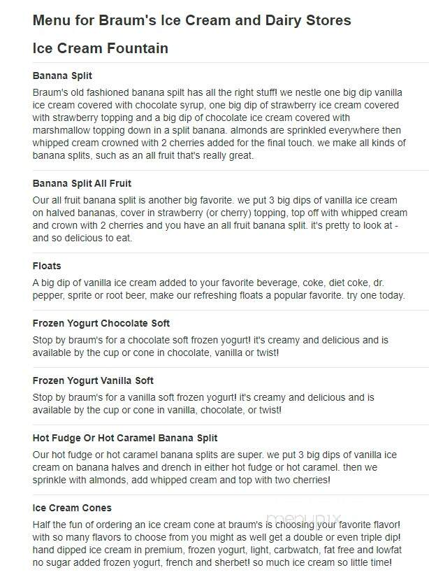 Braum's Ice Cream & Dairy - Hugo, OK menu_pic
