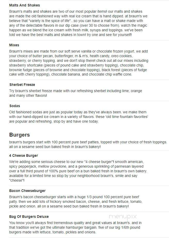 Braum's Ice Cream & Dairy - Hugo, OK menu_pic