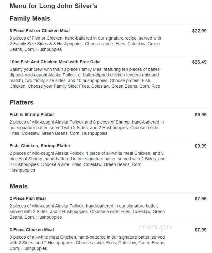 Long John Silver's - Mount Pleasant, PA menu_pic