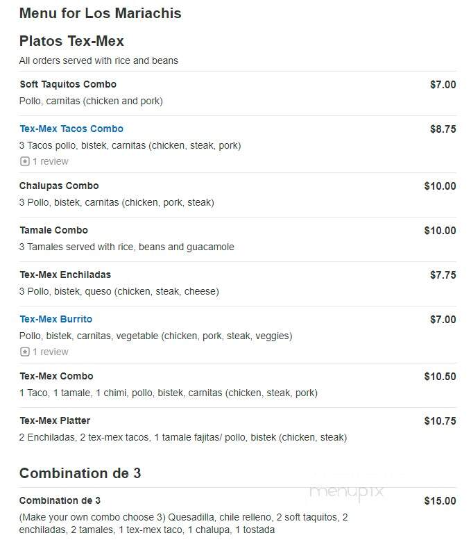 Los Mariachis - Phoenixville, PA menu_pic