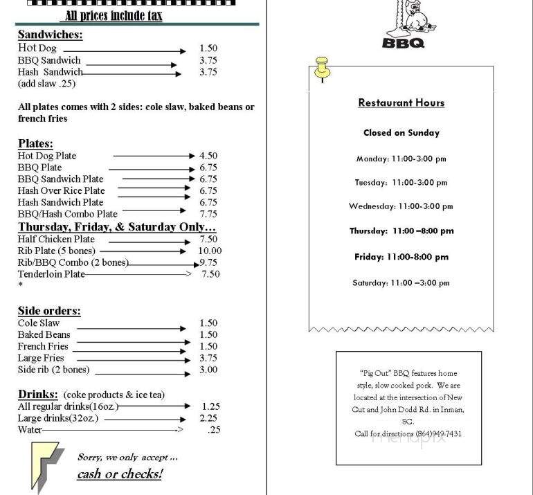 Pig Out - Inman, SC menu_pic
