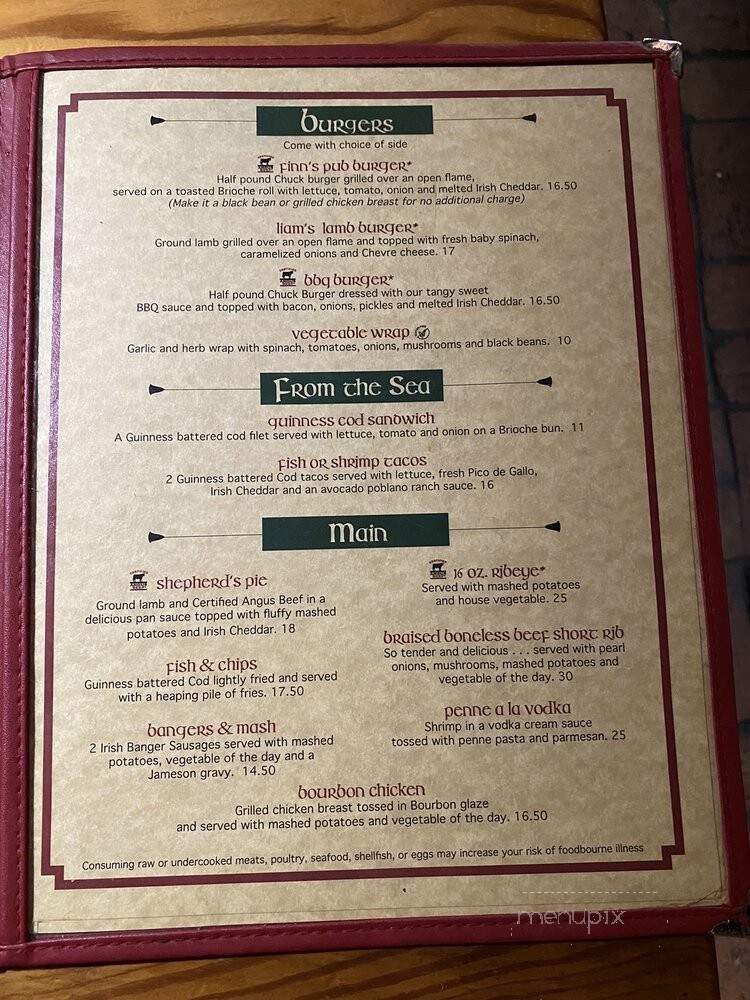 Kelly's Gingernut Pub - Cape Charles, VA menu_pic