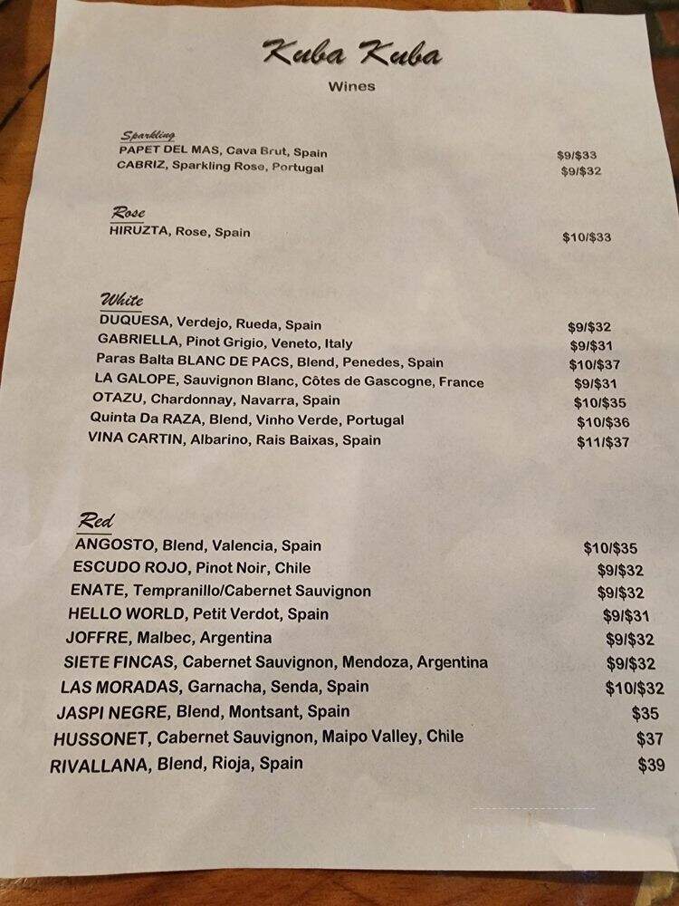 Kuba Kuba - Richmond, VA menu_pic